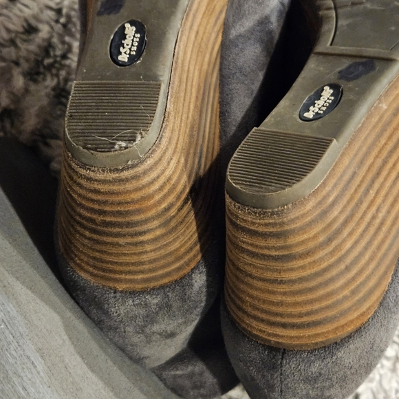 Dr. Scholl's SZ 8 Dakota Gray 2.25" Wedge Closed Almond Toe Tassel Laces Bootie - Picture 7 of 9